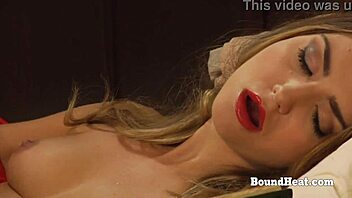 the submissive lesbian slave licks her mistress's pussy until she orgasms in bondage