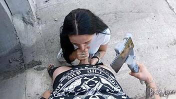 Girlfriend demonstrates blowjob skills on big cock