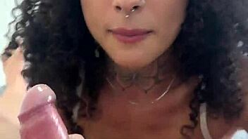 Watch me unleash my latina heat in first pov sloppy deepthroat masturbation cum on tits