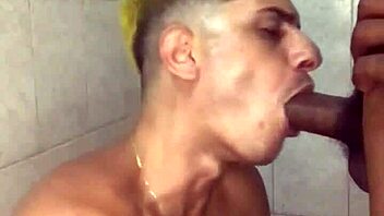 grindr cruising finds brazilian with big black monster cock for interracial blowjob