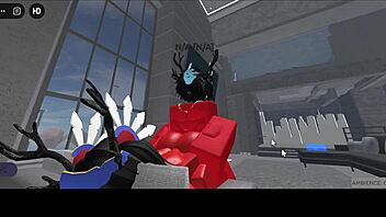 A hot slut succubus fucks with a disgusting demon on the couch