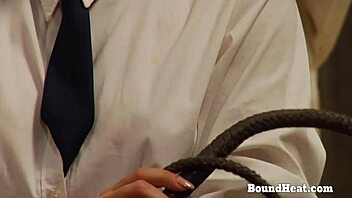 Curvy Lesbian Slave Tied and Whipped on Big Butt