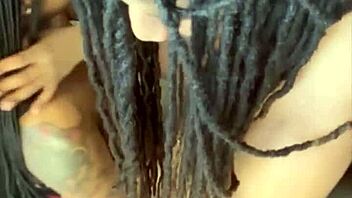 Pretty ebony amateur chokes on monster cock while swallowing nut in the closet