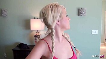 Tiny blonde teen Kelly Surfer rides cock in amateur holiday tape