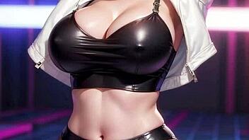 AI-generated model girl showcases big-tits in stunning art piece 126