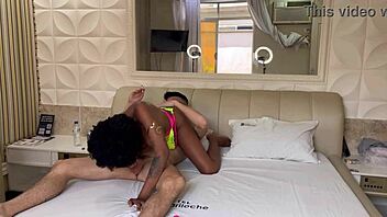 Damn! Hairy Ebony Sucks Me Wet in First Motel Deepthroat!