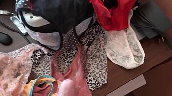 I jerk off and cum in my wife's used panties - great compilation