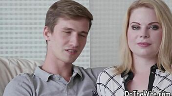 Pretty wife Adry Berty lets cuckold husband watch her take cock