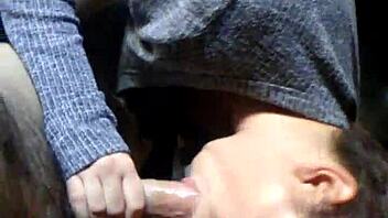 young slut gives intense blowjob and face fucking