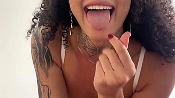 Watch me unleash my latina heat in first pov sloppy deepthroat masturbation cum on tits