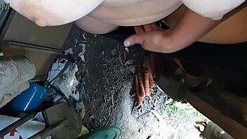 Village Girl Masturbates Hairy Pussy During Lunch Break at Ranch