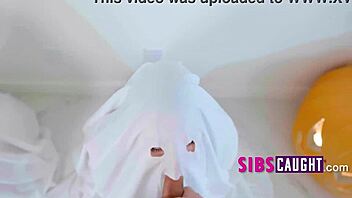 halloween slutfest with step-sis, total teen 18+ fuckfest