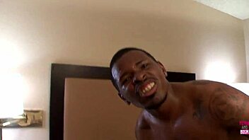 Chunky ebony lady bangs tattooed guy all night