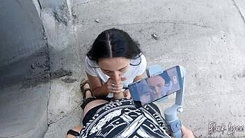 Girlfriend demonstrates blowjob skills on big cock