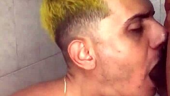 grindr cruising finds brazilian with big black monster cock for interracial blowjob