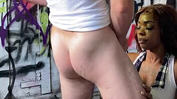 Ebony schoolgirl in cosplay gets banged hard in DirtyMoufPiece warehouse.