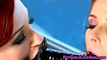 Redhead strapon fucks ass for first time with toys