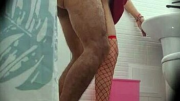 Cheating girlfriend caught banging in bathroom after party on spy cam.