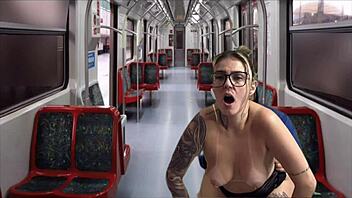 On the public train, I cornered the hot secretary and fucked her hard, licking her small tits