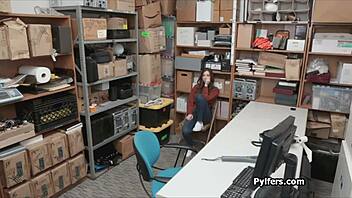 beautiful tattooed brunette fucked in office