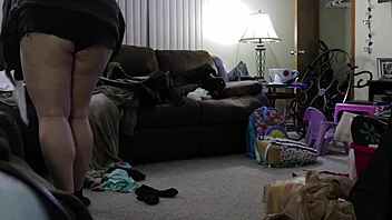 Chubby Mom Cleans House in Tight Sexy Shorts