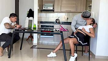 cuckold gamer watches roommate fuck his girlfriend while playing video games