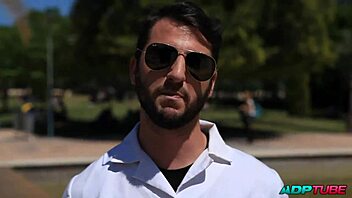 Horny brunette university student rides and doggystyles for cum in mouth