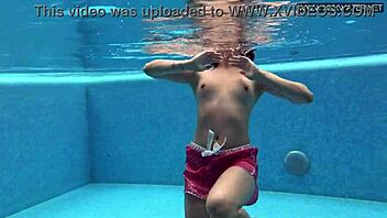 Cute and shy Czech teen Lady Dee struggling in the water
