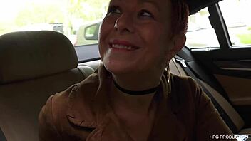 Cougar dominates threesome with guys in wild blowjob action!