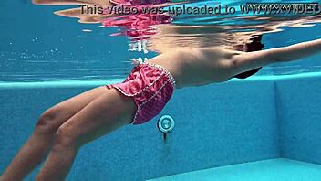 Cute and shy Czech teen Lady Dee struggling in the water