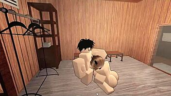 Kitten is fucking in Roblox game with a beautiful girl