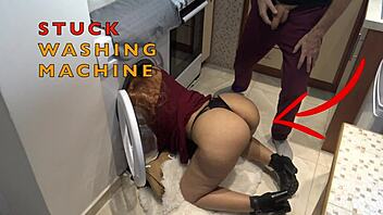 stupid latina maid stuck in washing machine mess