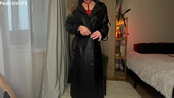 A Sexy Amateur In Black High Boots Strips Red Lingerie And Masturbates With Butt Plug And Fake Cock In Her Ass