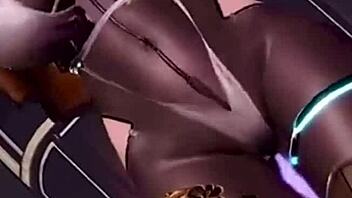 3D Big Tits in Leather Expand During Intense Riding Sex Scene