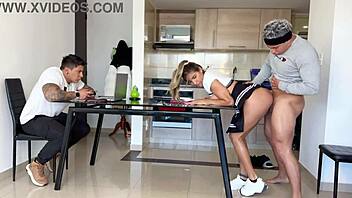 cuckold gamer watches roommate fuck his girlfriend while playing video games