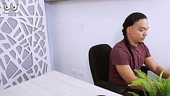 Latina has affair with boss, fucks investor while he works