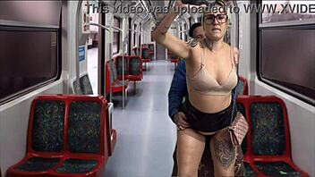 On the public train, I cornered the hot secretary and fucked her hard, licking her small tits