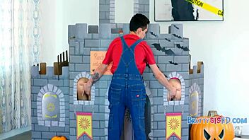 teen hoes teach him about boo holes in halloween step family sex