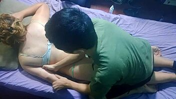 Massaging my partner in thong with oil