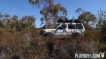 Belgium playboy model Miluniel Louis strips outdoor showing perfect round ass.