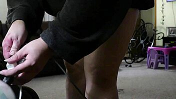 Chubby Mom Cleans House in Tight Sexy Shorts