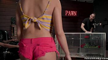Watch this hot brunette get dp fucked in the pawn shop?