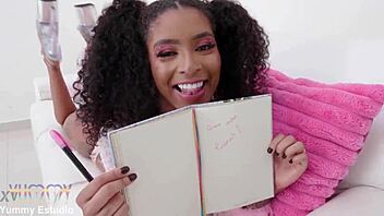 Ariella Ferraz takes double anal from four studs.