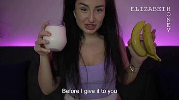 brunette student engages in dirty talk roleplay with big tits and ass worshiping!