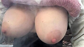 Italian big tits milf Artemisia Love does outdoor solo with bouncing tits close up 😍