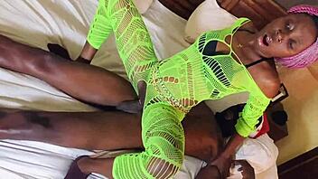 Petite lover rides big black cock in wild cowgirl. Moaning to orgasm with wet pussy