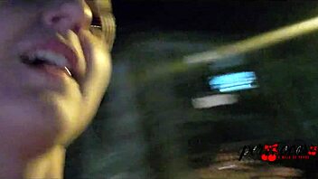 Moto boy chases woman flashing tits on car sunroof