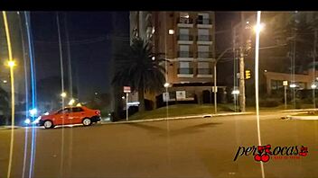 Moto boy chases woman flashing tits on car sunroof