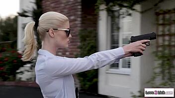 Dominant Lesbian Cop Gets Rimmed by Submissive Brunette Captive.