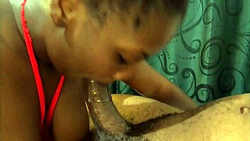 Oops stepbrother, huge cumload from sucking big black cock at home